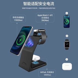 3-in-1 Wireless Charger Stand for Apple Android Phone, Wireless Charging for Desktop, Earphones, and Watch