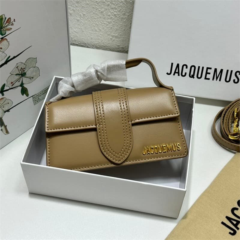 New Jacquemuss Premium Genuine Leather Shoulder Crossbody Handbag Small Square Bag Versatile Fashion