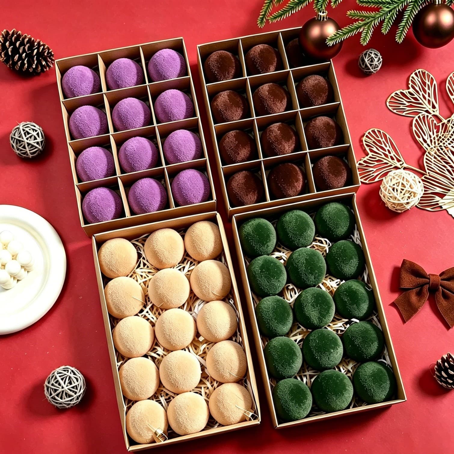 Amazon Christmas decoration velvet velvet Christmas ball 6CM flocked Christmas ball set Christmas tree pendant