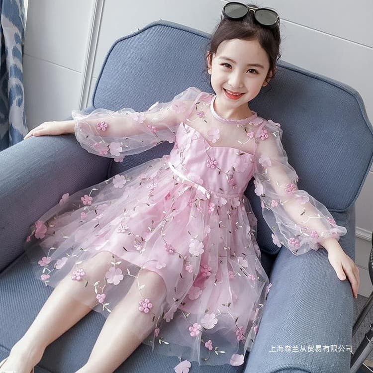 Children's Dress 2025 Super Fairy Thin Girl Princess Dress Butterfly Knot Tutu Skirt Flower Fairy Baby Dress