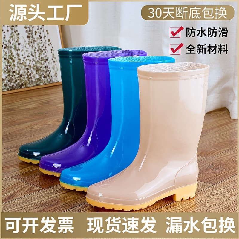 Mid-calf All Seasons Rain Shoes Women Warm Special Plastic Shoes Mid-top Anti-slip Water Boots Kitchen Fleece-lined Rain Boots Work Rubber Shoes