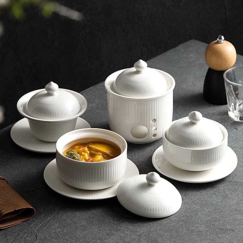 Ceramic Double Boiler Stew Pot for Home Use, Bird's Nest, Fish Maw, Supreme Hotel Style Buddha Jumps Over the Wall Steamer, Single Serving Soup Pot