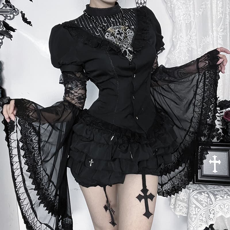 CF Sleeve Gothic Style 2025 Set 942 Versatile OL Dark Flared Sleeve New Princess Sleeve La Fashion 52it