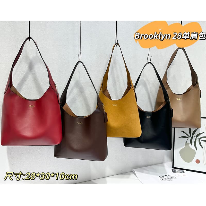Coach's new brooklyn shoulder bag solid color versatile hobo underarm bag retro portable tote handbag for women