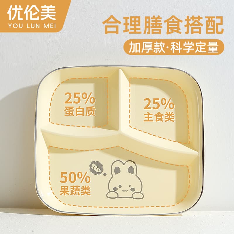 211 fat-reducing meal plate with compartments for weight loss, special adult rationed meal plate for one person, household children's breakfast set 3