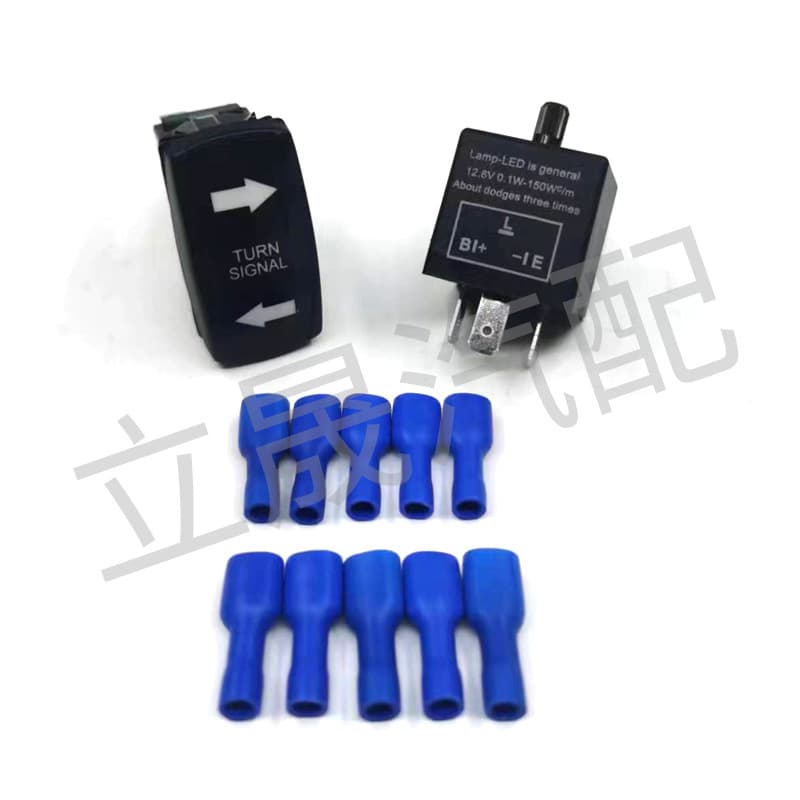 Universal Rocker Steering Switch for UTV Turn Signal Switch and LED Adjustable Flasher Relay Kit