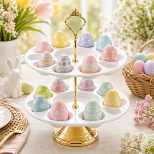 Cross-Border Creative Storage Ceramic Egg Tray Detachable Easter Egg Holder Egg Stand Amazon Egg Tray
