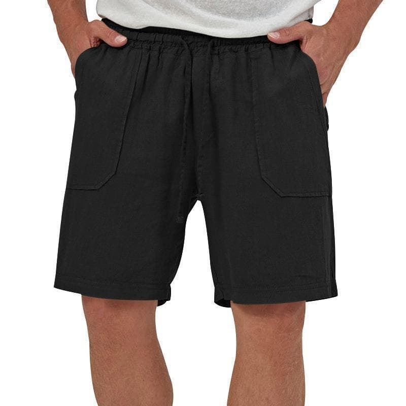 2026 Cross-Border Men's Shorts Summer New Solid Color Cotton and Linen Casual Shorts Men's Loose Sports Three-Quarter Shorts