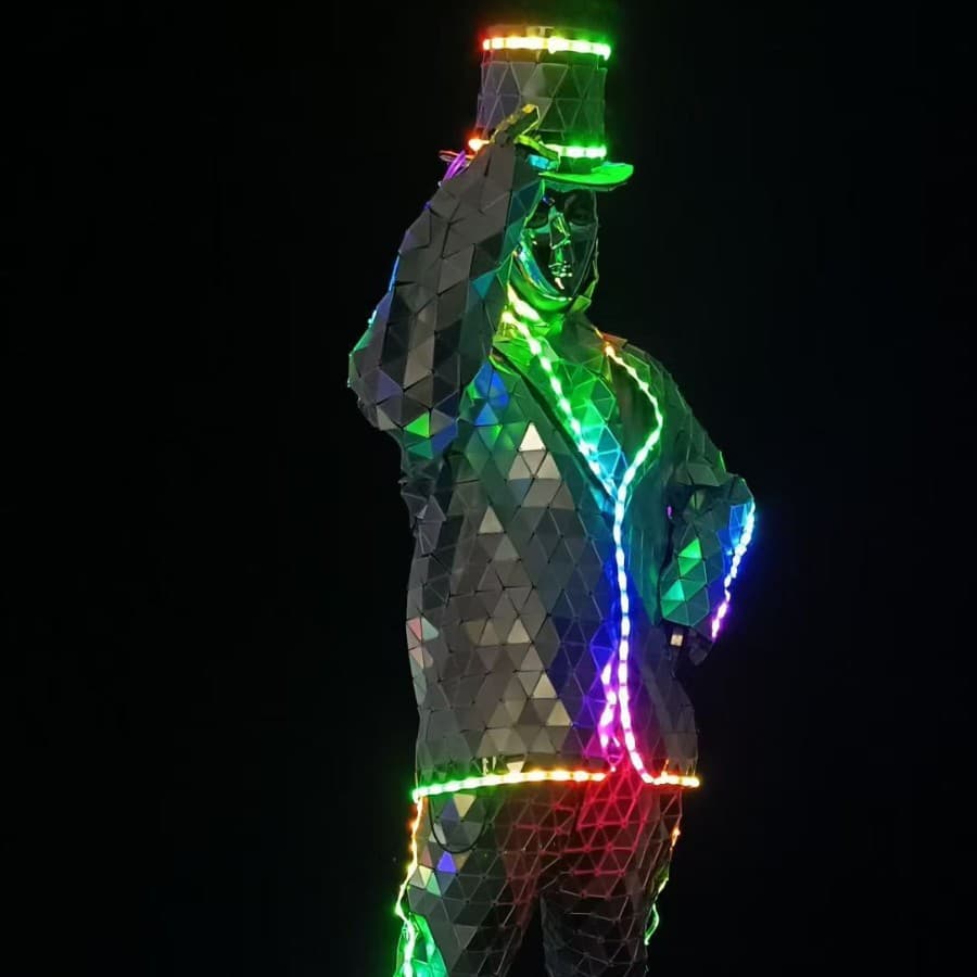 LED Mirror Stilt Robot Costume Bar Crawl Party Atmosphere Prop