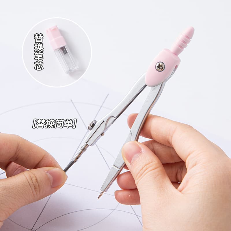 Student Compass Set 9-Piece with Ruler, Pencil Sharpener, Drawing Design Exam Standard Drafting Tools Compass