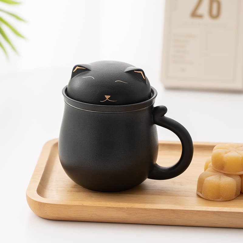 Ceramic Office Mug Personal Mug with Lid and Filter, Couple Mug, Tea-Water Separation Tea Infuser Mug