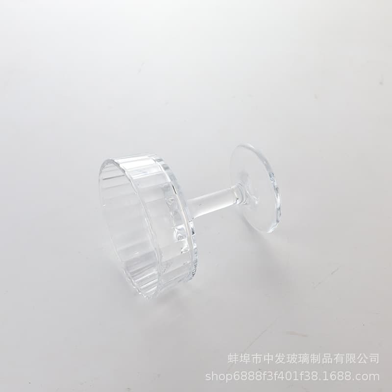 Retro ins style niche vertical pattern floating bead tall glass cup tall ice cream cup
