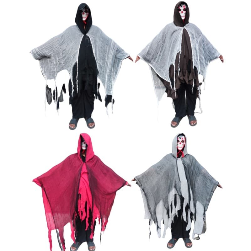 Halloween cape/cloak cosplay adult zombie costume skull cape props horror ghost/death shawl