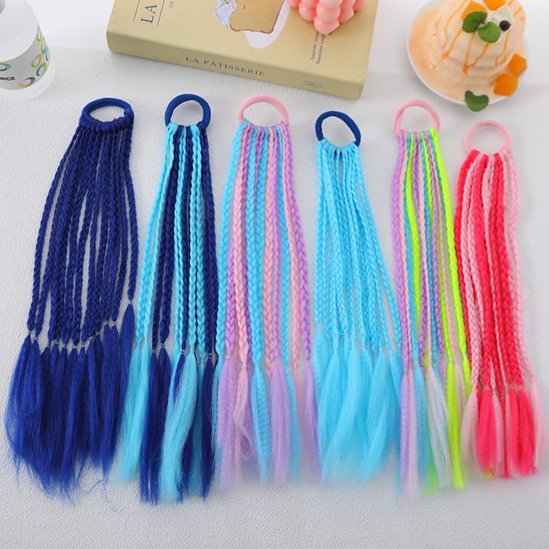 Kids Dreadlock Ponytail Colorful Braided Hair Ties, Twist Braids, Boxer Braids, Three-Strand Braids, Dreadlock Extensions