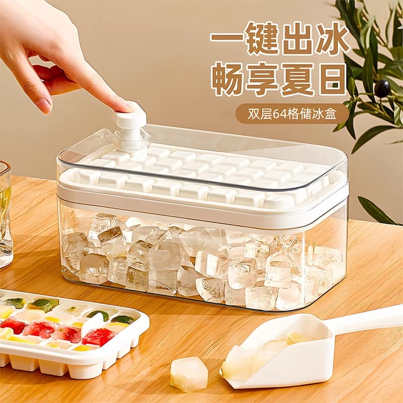 One-Press Ice Cube Tray Mold, Easy Release, Quick Freeze, Home Ice Making Storage Mold