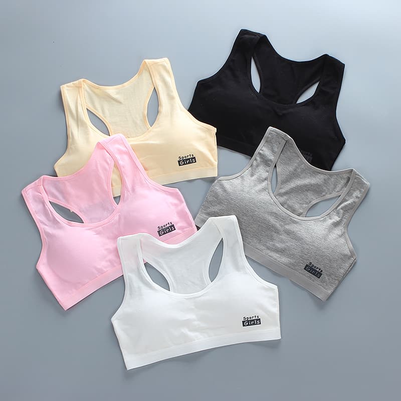 Teen Bra for Development Stage, Cotton Camisole for Medium to Large Children, Tube Top for 12-Year-Olds, Strappy Student Bra for Junior High School Sports