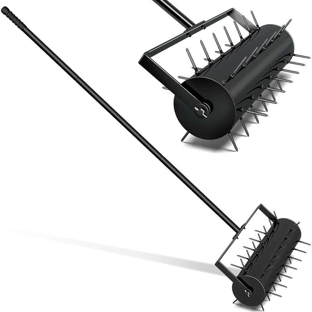 Manufacturer supplies hand-held iron soil turners and aerators for lawns and gardens.