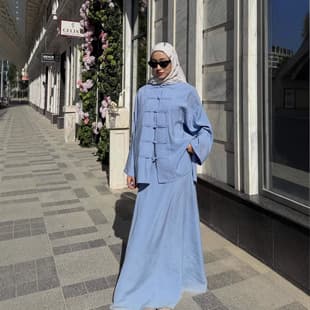 2026 New Irregular Long-Sleeve Shirt Loose Casual Two-Piece Set Fashion Outerwear Long Skirt Cross-Border Women's Clothing