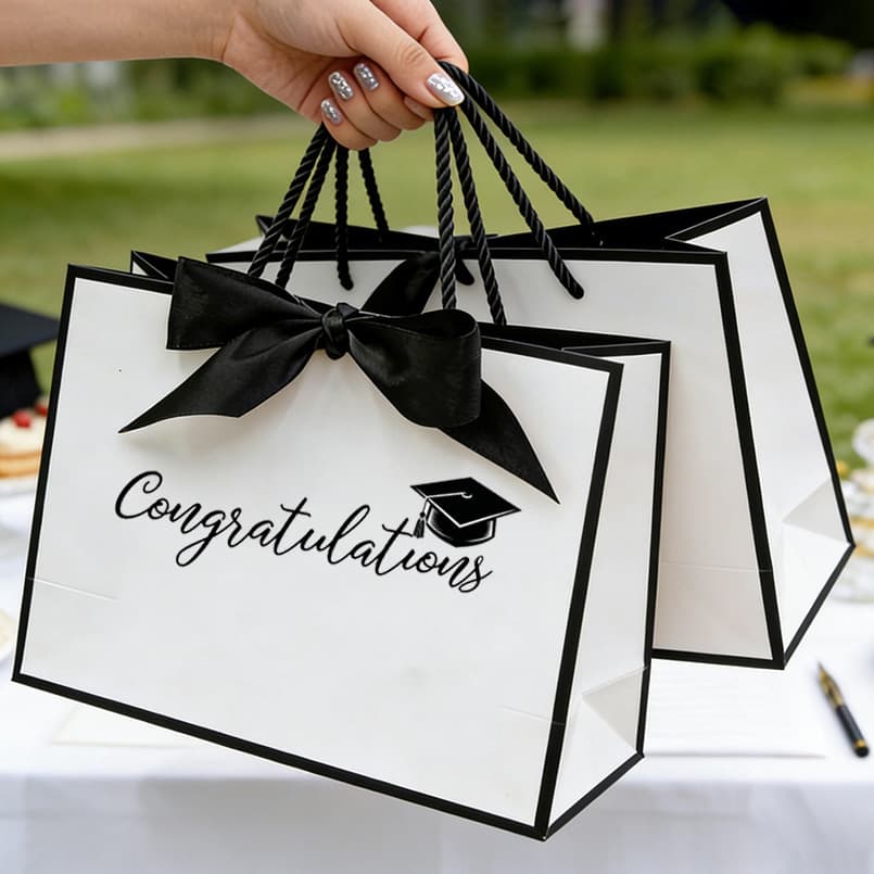 Amazon Etsy Hot Selling Graduation Gift Bag, Congratulations Graduation Cap Bow Paper Bag