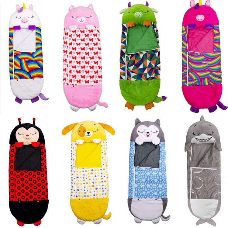 New Cross-Border Amazon Kids Sleeping Bag Cartoon Plush Pillow Convertible Sleeping Bag