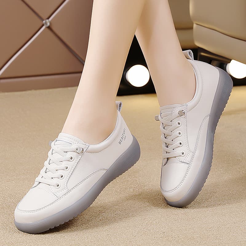 Flat white shoes for women, soft soles, breathable low-top shoes, comfortable and not tiring, non-slip, shock-absorbing, sports and casual shoes for women
