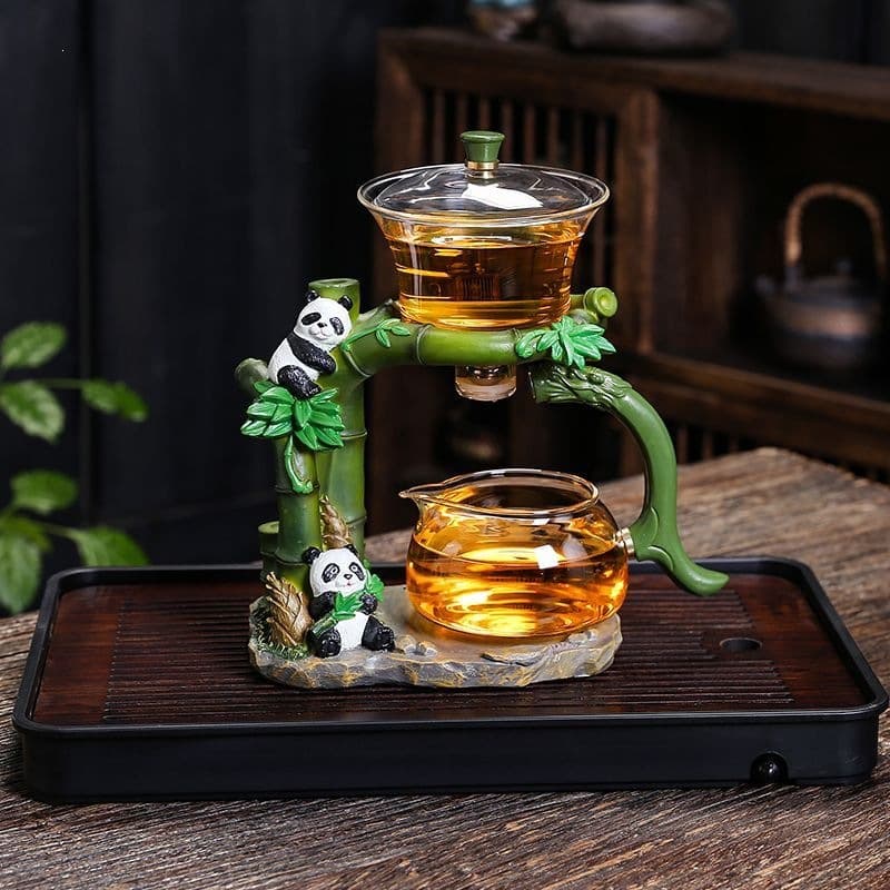 Adorable Panda Magnetic Tea Infuser Set - Home Tea Separation Glass Teapot and Cups