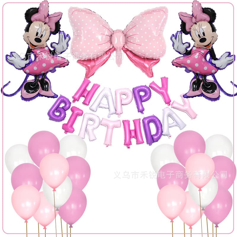 Amazon Cartoon Standing Mickey and Minnie Mouse Theme Happy Birthday Letter Balloon Set