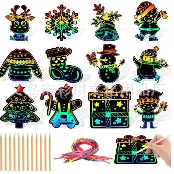 Cross-border Christmas scratch art, creative birthday party scratch art, wholesale children's handmade DIY scratch art