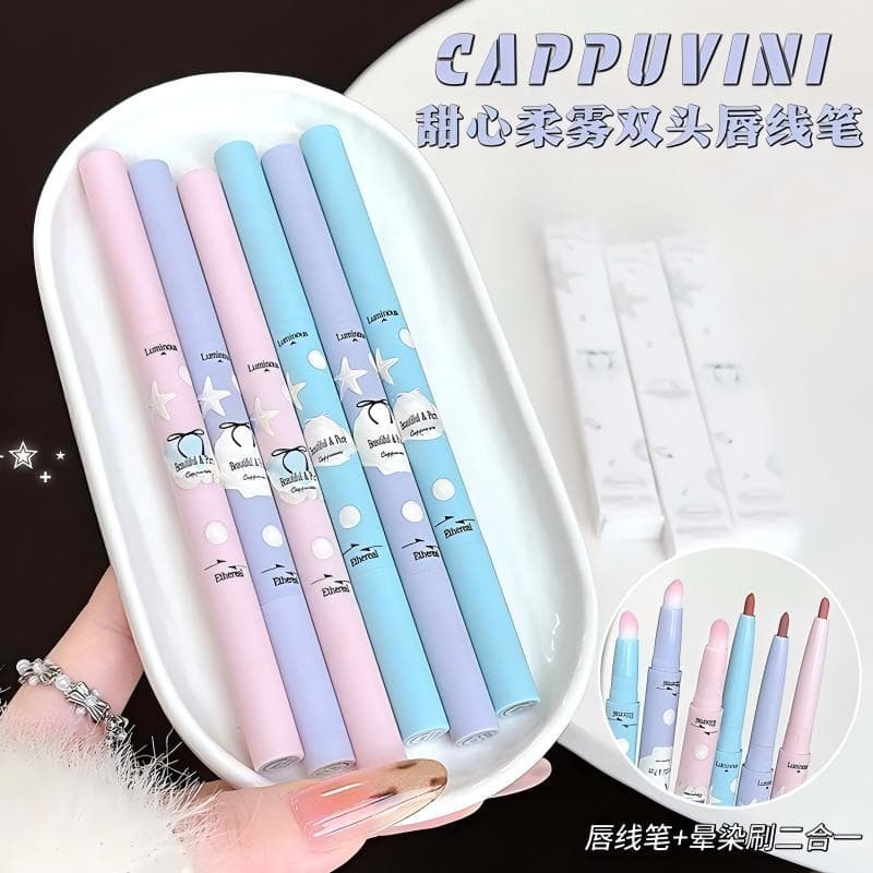 CAPPUVINI Sweetheart Soft Mist Double-ended Lip Liner Silky Smooth and Delicate Outline Comes with a smudge brush Nude Mist Pink Peach