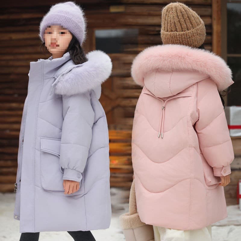 Children's 2025 New Girl's Mid-length Down Jacket Mid-Childhood Korean Style Thickened Kids Down Coat Winter