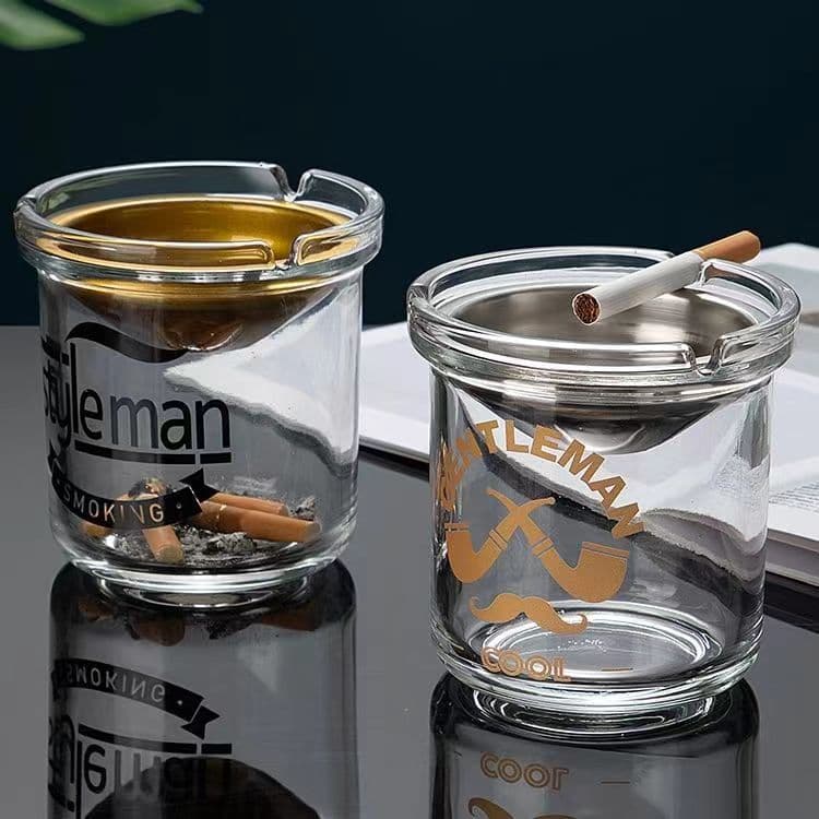 Creative Ashtray Anti-Flying Ash Anti-Smoke Odor Funnel Glass Ashtray for Home Living Room Office Car