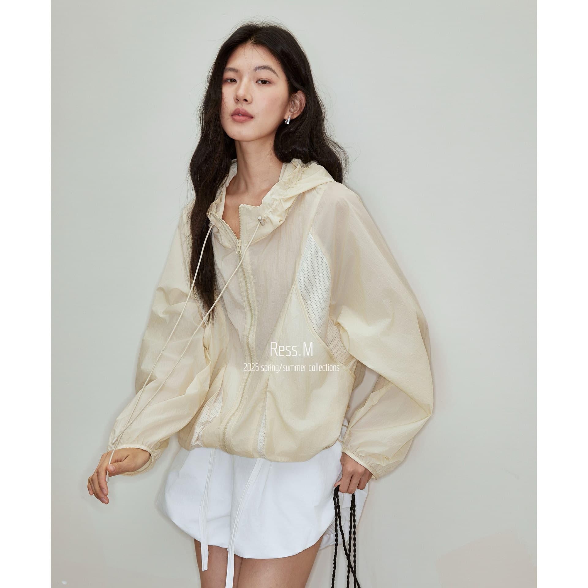 Ress.M Sunscreen Hooded Jacket Women's Clothing 2026 Summer New Long-Sleeved Zipper Windbreaker Thin Style