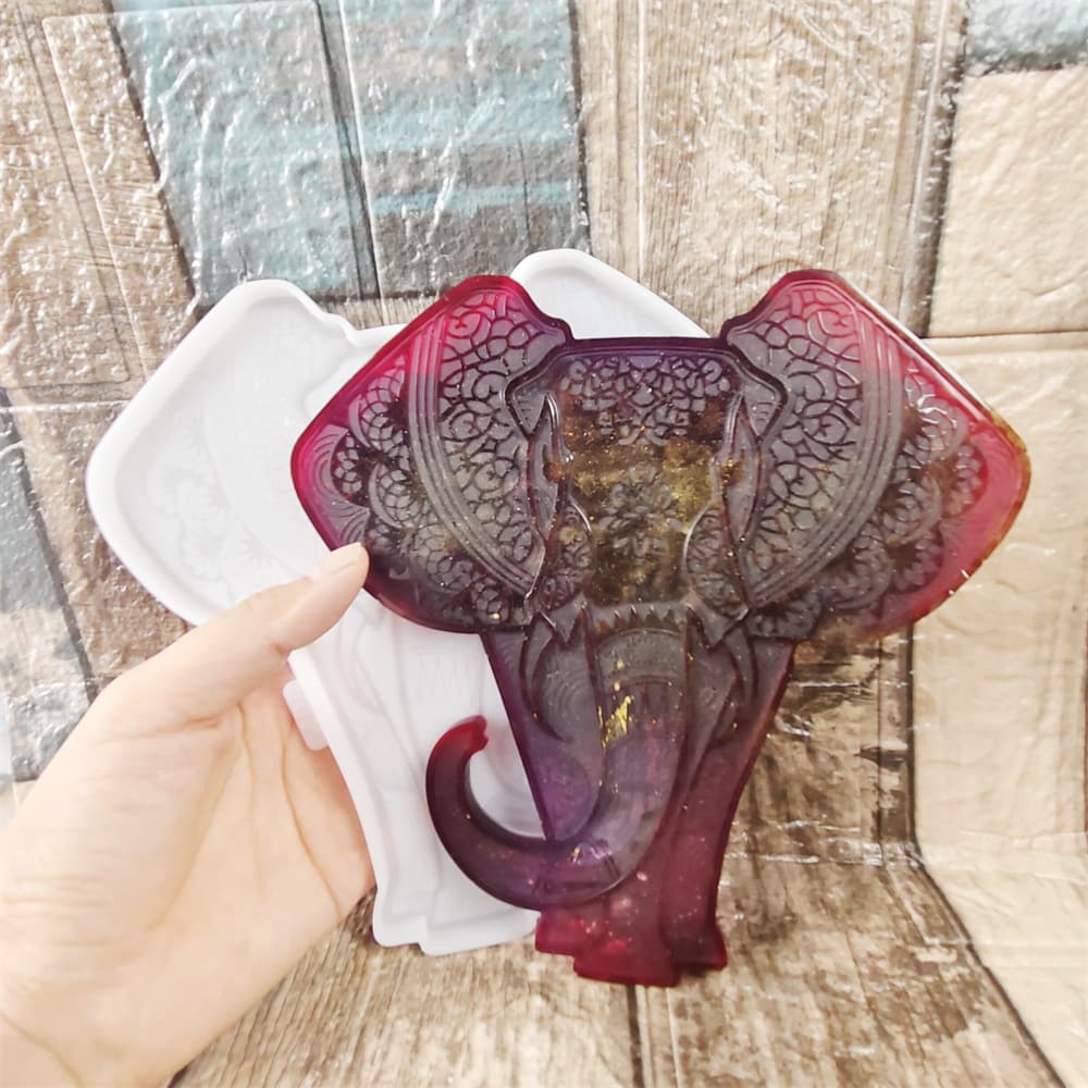 Elephant Mold DIY Resin Mold Elephant Wall Decoration Mirror Hanging Mirror Surface Silicone Mold