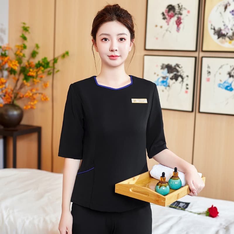 High-end beauty salon uniform for women, health spa foot bath and massage therapist/technician outfit set 23669
