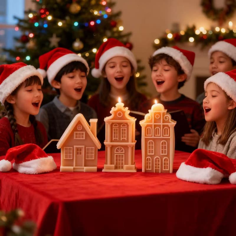 New and Good Christmas House Silicone Candle Mold DIY Craft Gypsum Resin Mold Christmas Gift