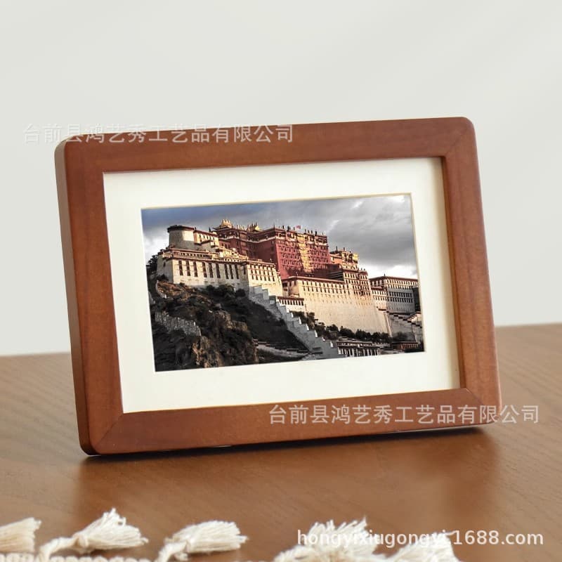 Solid Wood Tabletop Rounded Corner Photo Frame Photo Wall Album Frame 6-Inch 7-Inch 8-Inch A4 Wall-Mounted 6-Inch Ornament