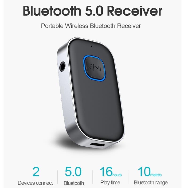 New J22 Bluetooth Receiver with Mic AUX Car Audio Amplifier 3.5mm Wireless Audio Bluetooth Adapter