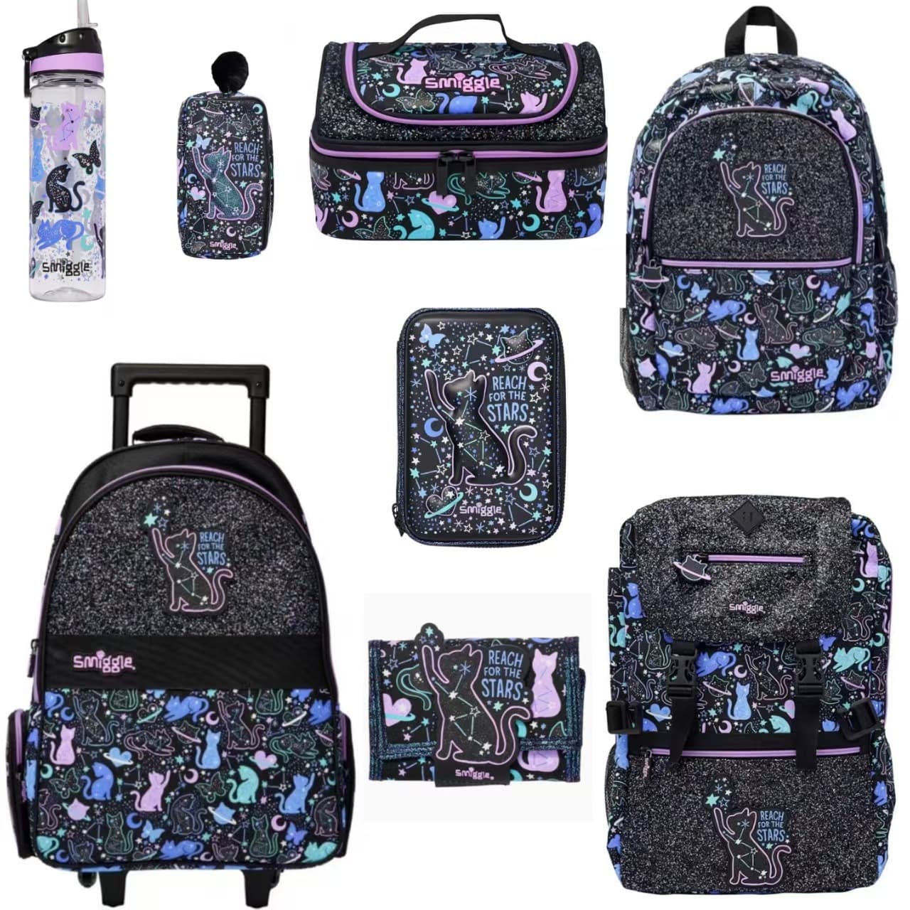 Australian Smiggle School Bag Children's Large Capacity Backpack Student Backpack Lunch Bag Constellation Cat Suit Series