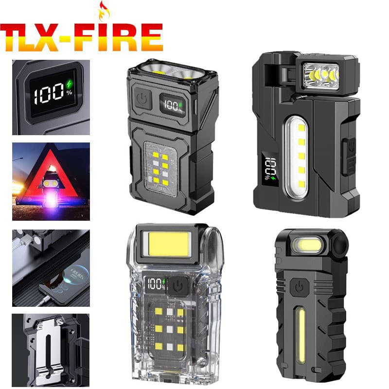 LED flashlight bright side light COB high brightness magnet pen clip portable warning light outdoor lighting key light