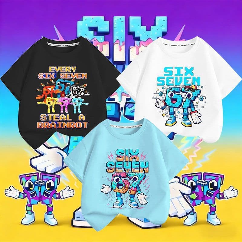 Cross-border game Steal a Brainrot No. 67 stole the Classic of Mountains and Seas short-sleeved T-shirt boys and girls tops cartoon