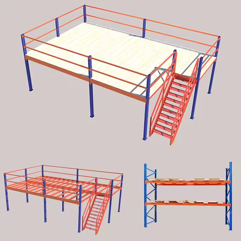 Heavy industrial warehouse racking pallet racking system mezzanine steel buckle I-beam two-story platform