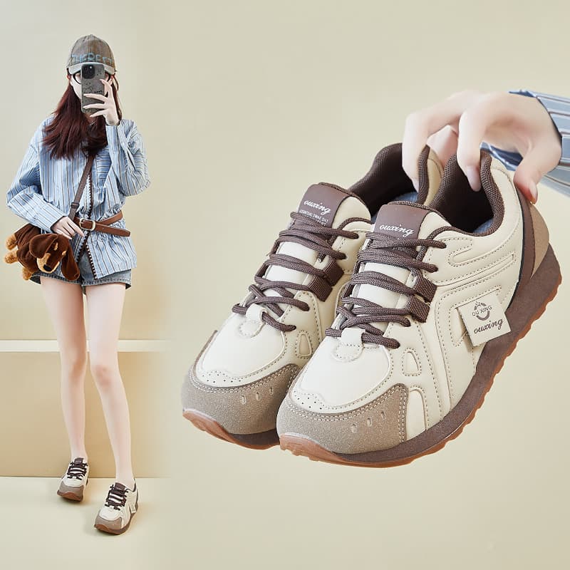 Ins Korean Version New Dad Shoes for Women 2025 Autumn Student Sports Running Casual Shoes Thick Sole Heightening Hy7712