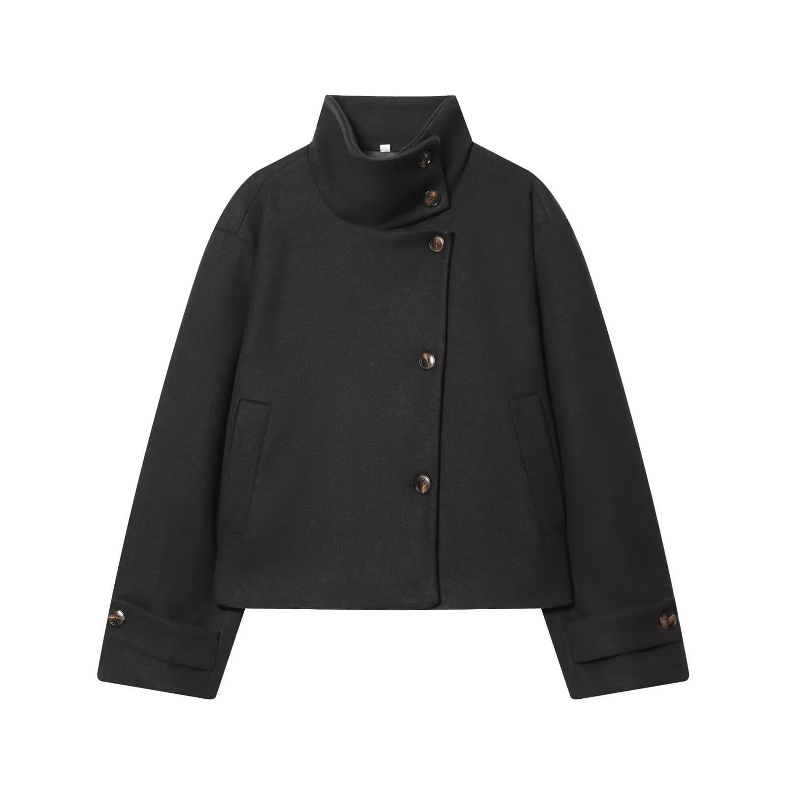 ZAZA Custom European-American Style Wholesale Women's Fashion Versatile Cross-Border Casual Stand Collar Wool Coat