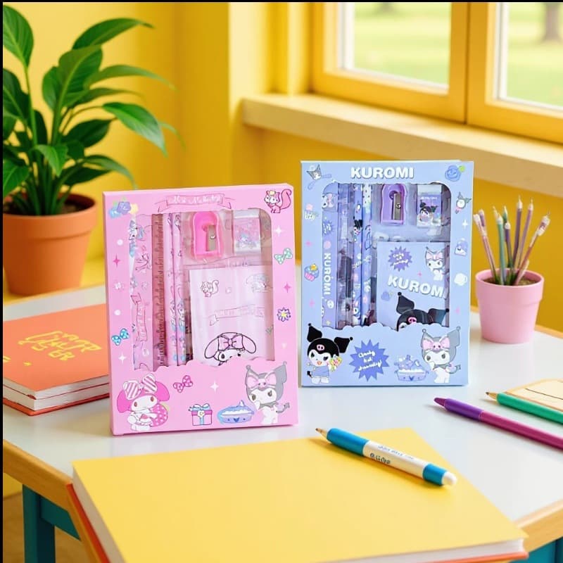 Sanrio Pet Stationery Set High Appearance Kuromi Pencil Ruler Set Student Stationery Children's Day Gift Prize