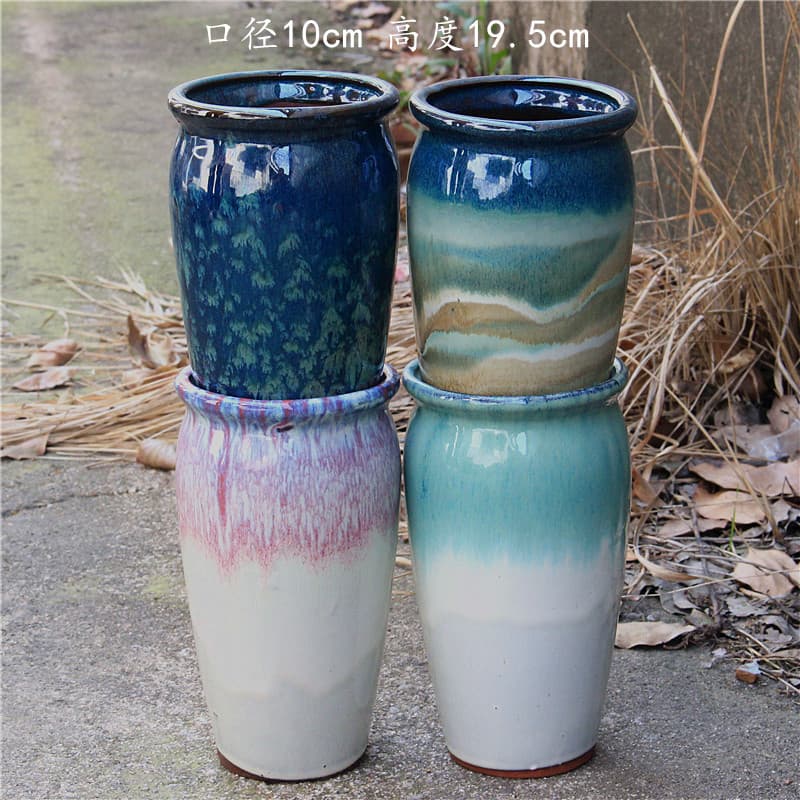 Handmade Succulent Pot Mushroom Pot Straight Cylinder Coarse Pottery Breathable Succulent Plant Old Stump Pot Ceramic Pot Creative Monk Pot
