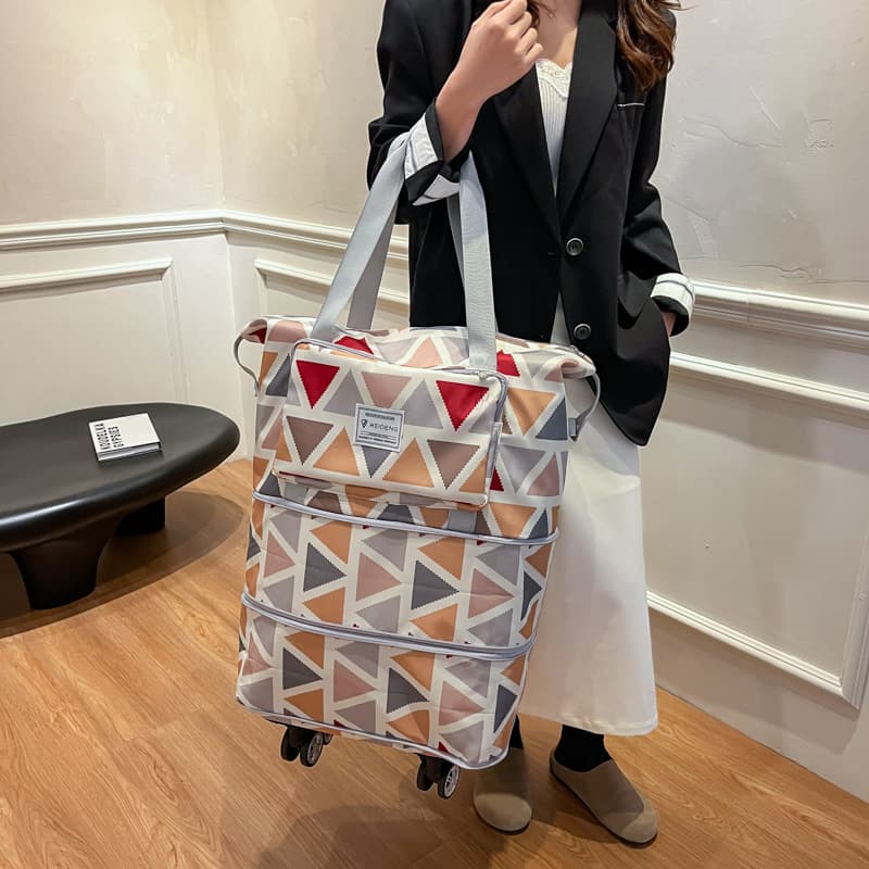 Large Capacity Travel Bag with Wheels, Handheld, Portable, Maternity Packing Bag, Sports Gym Bag, Expandable Duffle Bag
