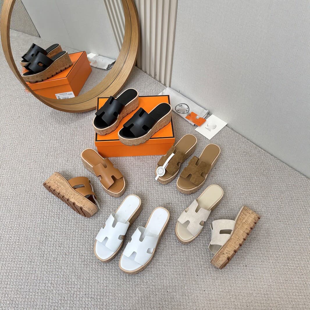 2026 Spring/Summer New Roman Style Genuine Leather H Chunky Sole Sandals with Platform, Fashion Casual One-Strap Sandals for Women
