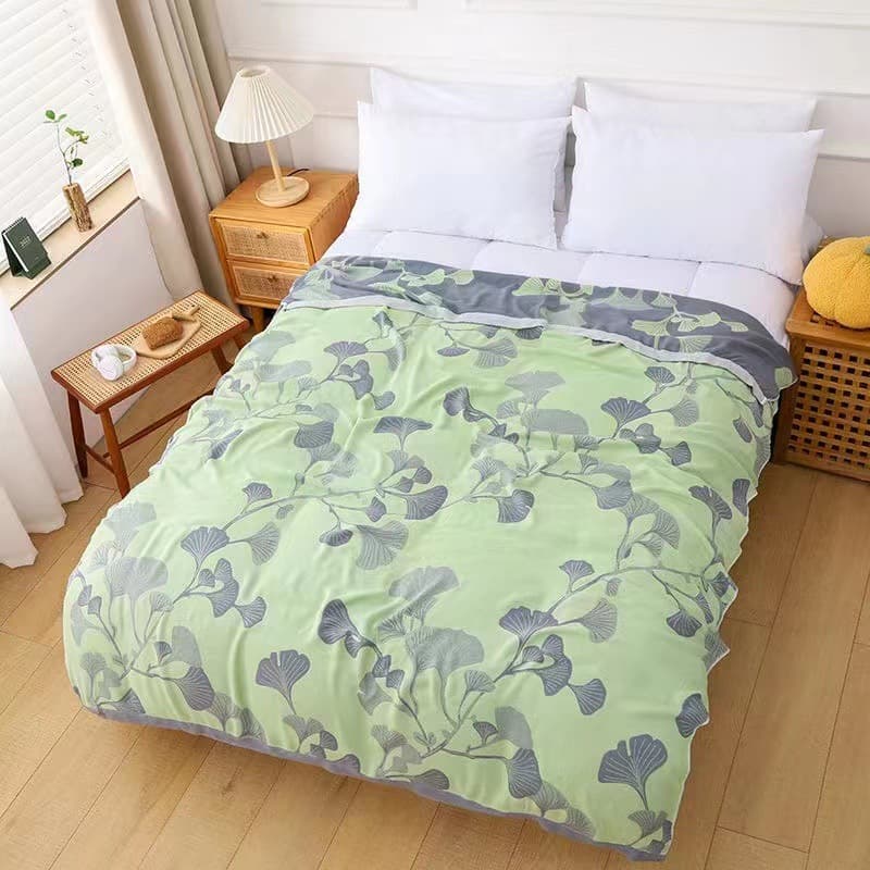 Summer Double-layer Cooling Blanket, Bamboo Fiber Skin-friendly Soft Ice Silk Cool Feeling Nap Air Conditioning Blanket, Single Person 1.5*2m