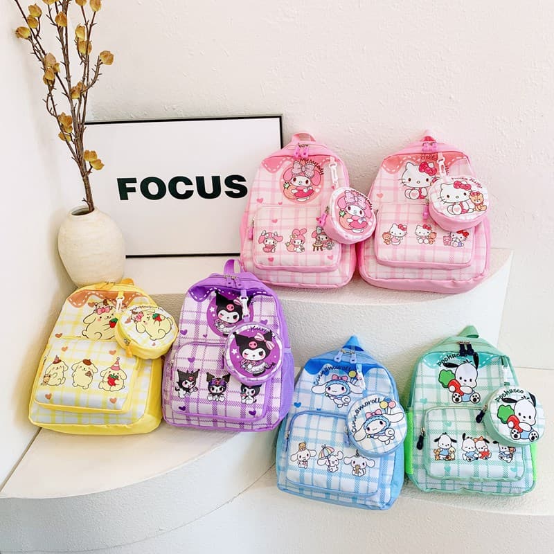 Children's bags new style children's cute printed backpack trendy cartoon girl's bag fashion pencil bag boy's small school bag