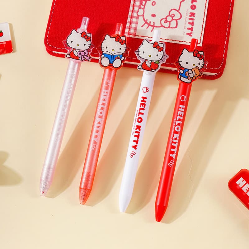 Genuine New HelloKitty Retractable Pen with Cartoon Clip Cute Kitty 0.5 Black Ink